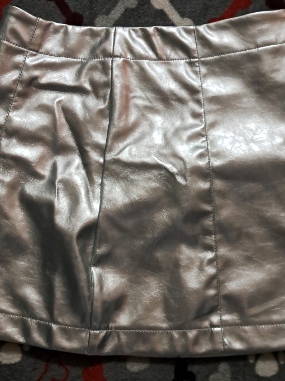 Silver Faux Leather Mini Skirt